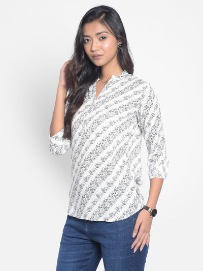 White Printed Top-Women Tops-Crimsoune Club