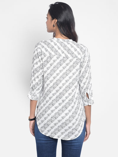 White Printed Top-Women Tops-Crimsoune Club