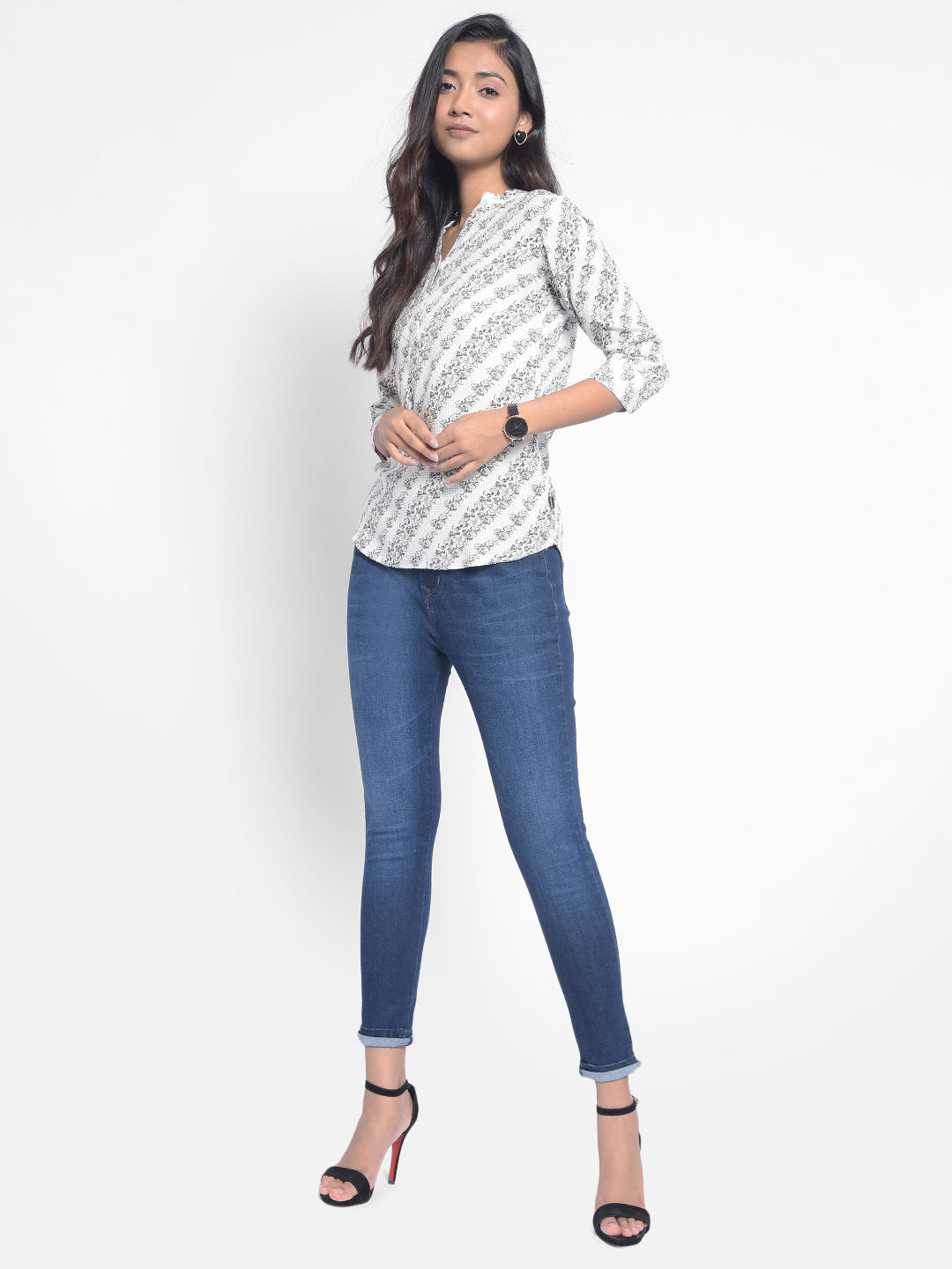 White Printed Top-Women Tops-Crimsoune Club