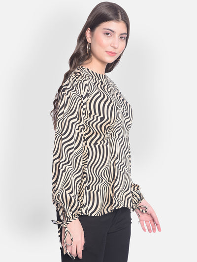 Brown Animal Printed Top-Women Tops-Crimsoune Club