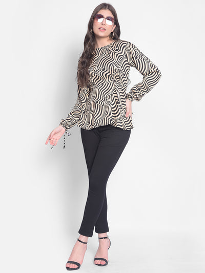 Brown Animal Printed Top-Women Tops-Crimsoune Club