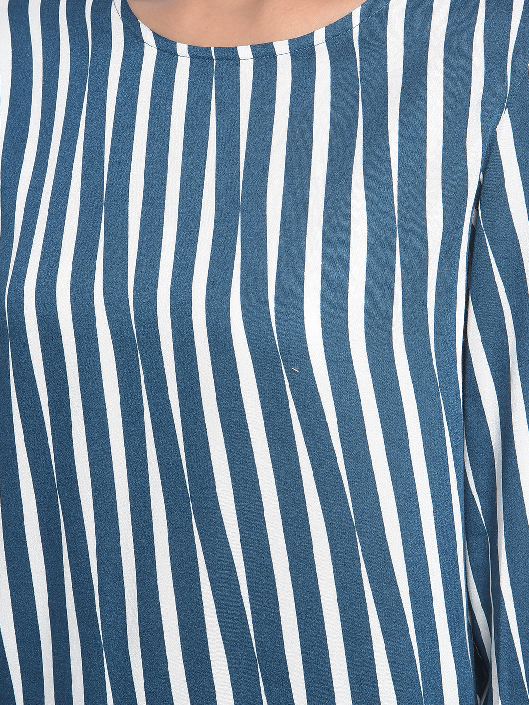 Blue Striped Top-Women Tops-Crimsoune Club