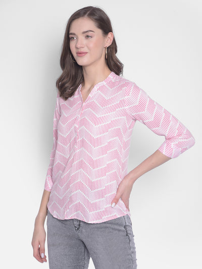 Pink Printed Top-Women Tops-Crimsoune Club