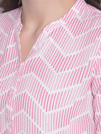 Pink Printed Top-Women Tops-Crimsoune Club