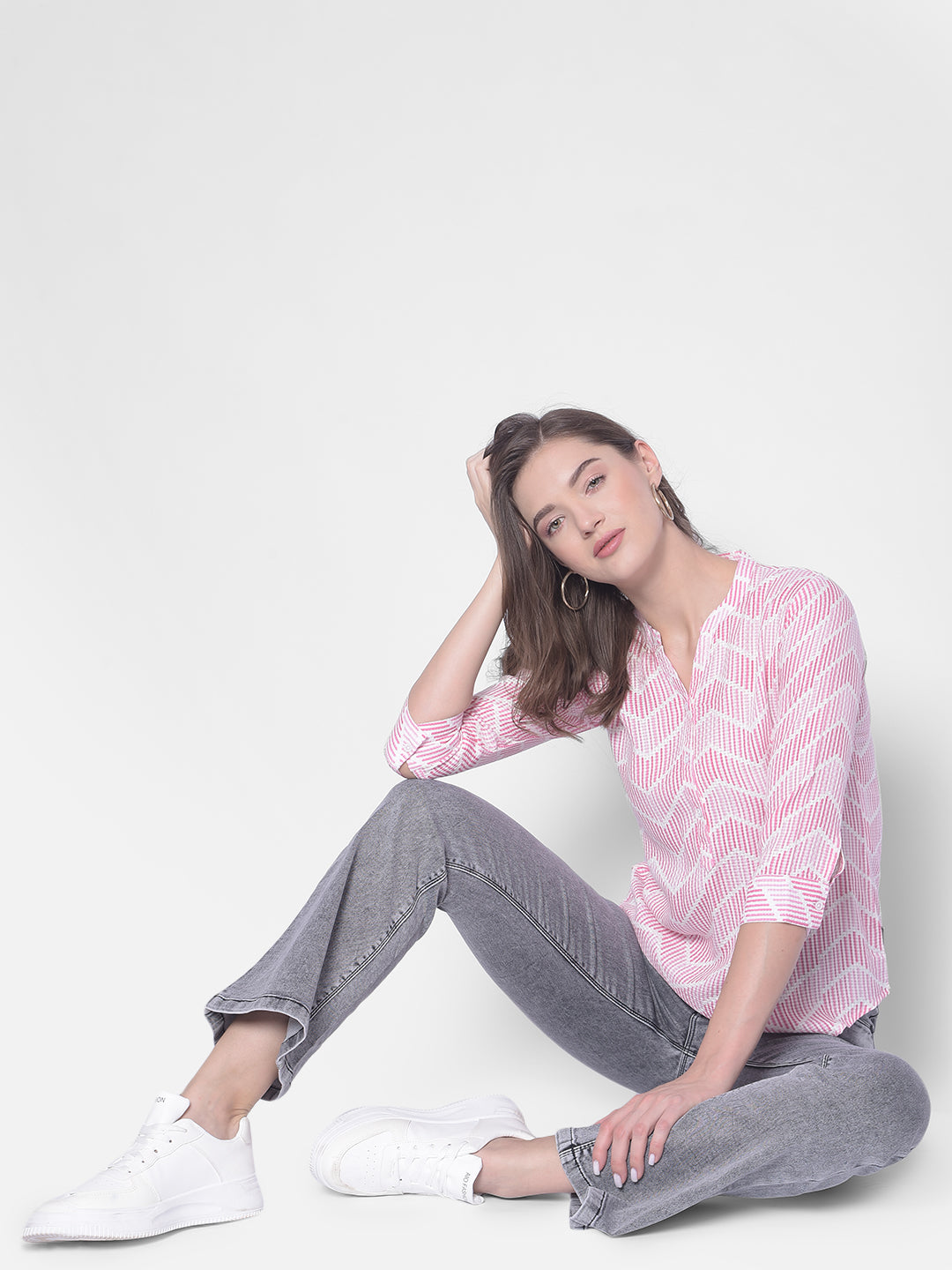 Pink Printed Top-Women Tops-Crimsoune Club