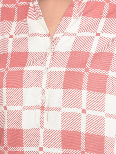 Pink Checked Top-Women Tops-Crimsoune Club