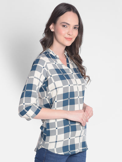 Blue Checked Top-Women Tops-Crimsoune Club