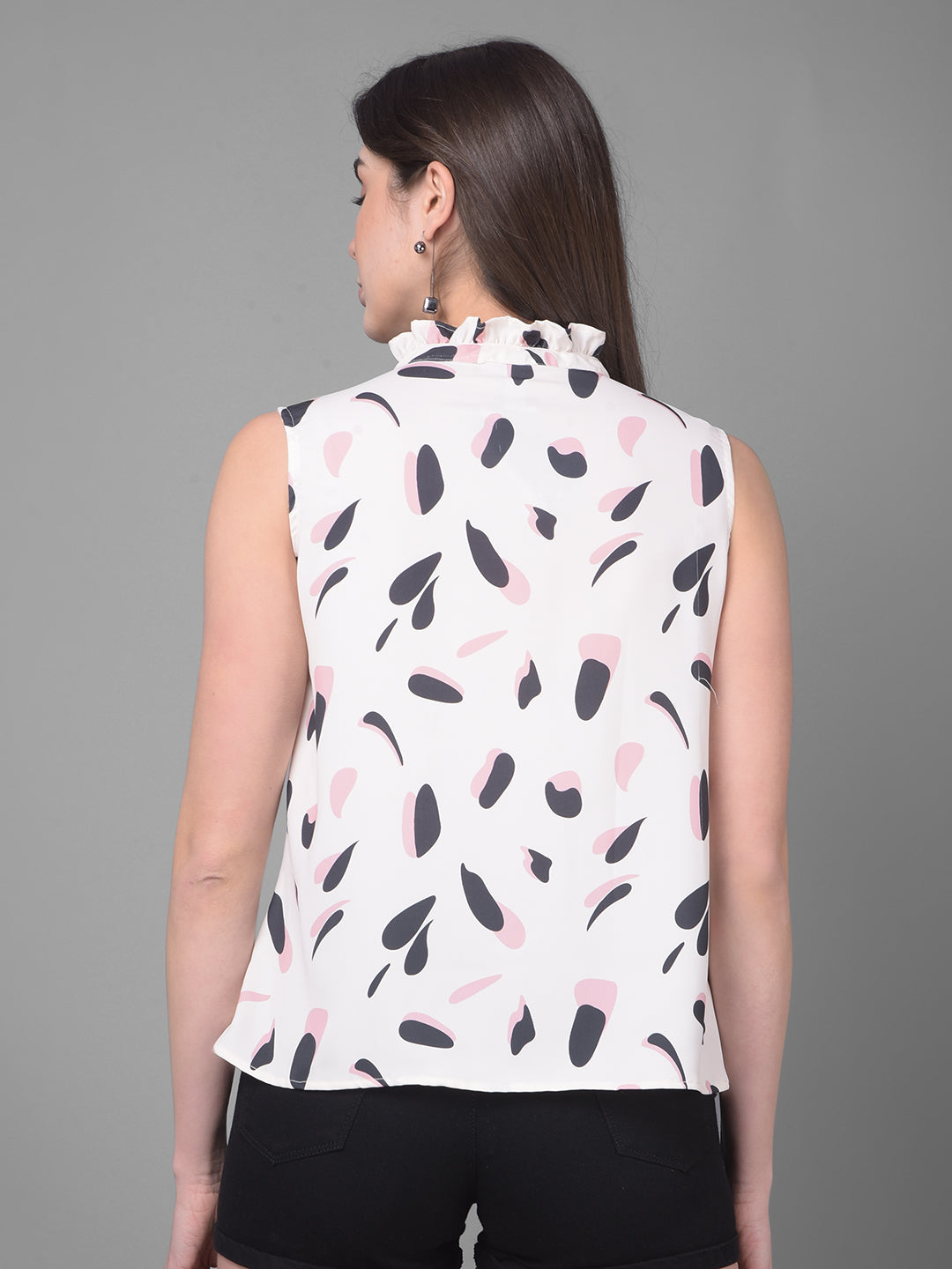 White Printed Top-Women Tops-Crimsoune Club