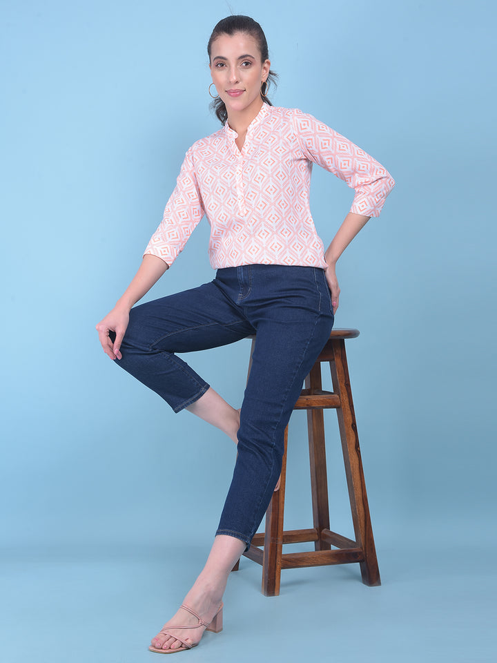 Printed Peach Top-Women Tops-Crimsoune Club