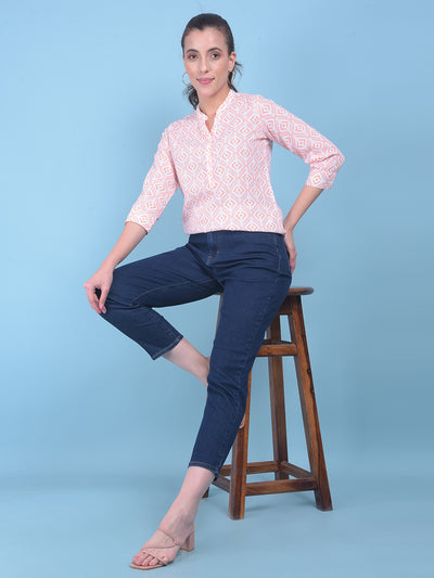 Printed Peach Top-Women Tops-Crimsoune Club