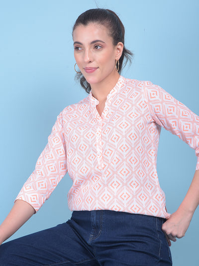 Printed Peach Top-Women Tops-Crimsoune Club