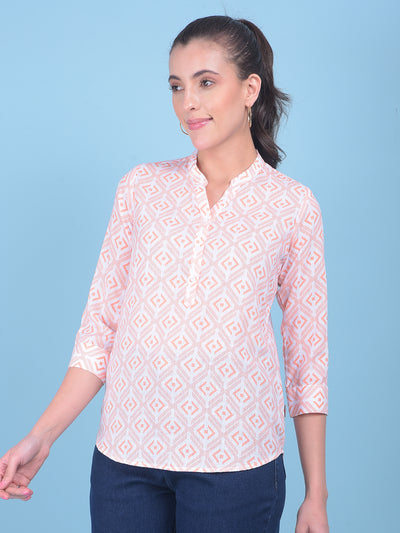 Printed Peach Top-Women Tops-Crimsoune Club