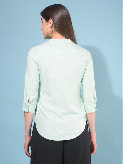 Green Printed Top-Women Tops-Crimsoune Club