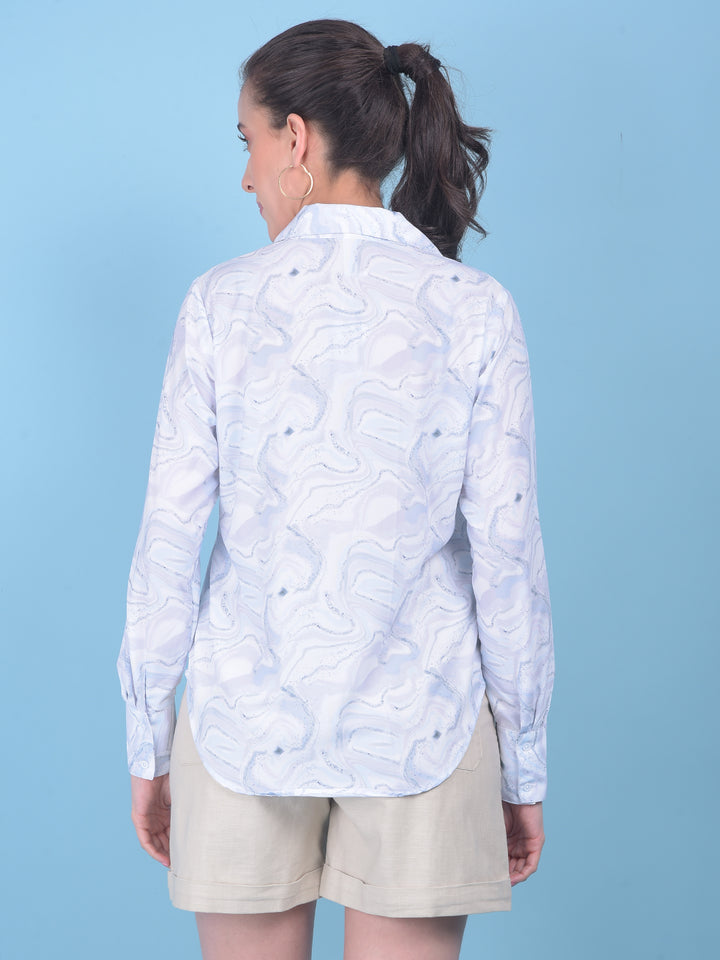 Blue Abstract Print Top-Women Tops-Crimsoune Club