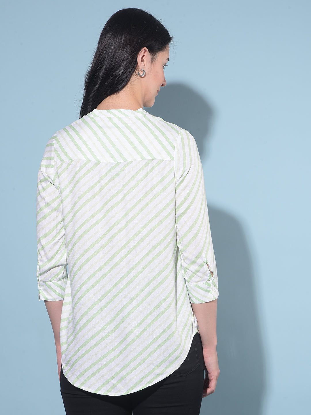 Green Printed Top-Women Tops-Crimsoune Club