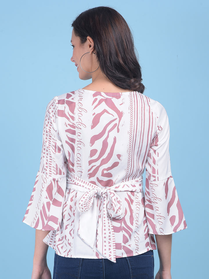 Printed Brown Top-Women Tops-Crimsoune Club