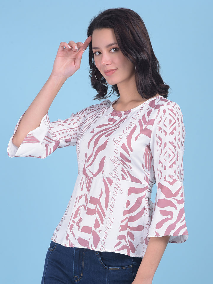 Printed Brown Top-Women Tops-Crimsoune Club
