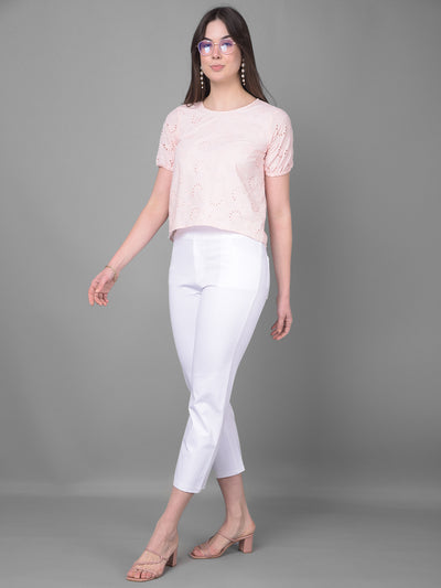 Pink Floral Linen Top-Women Tops-Crimsoune Club