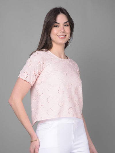 Pink Floral Linen Top-Women Tops-Crimsoune Club