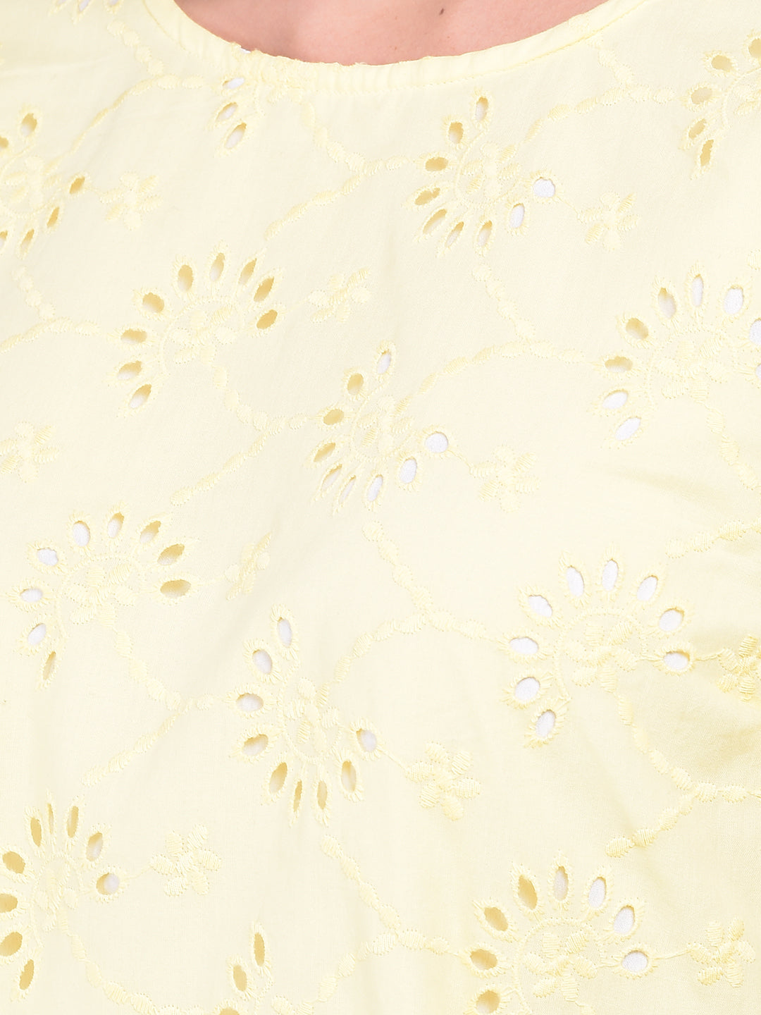 Yellow Floral Print Top-Women Tops-Crimsoune Club