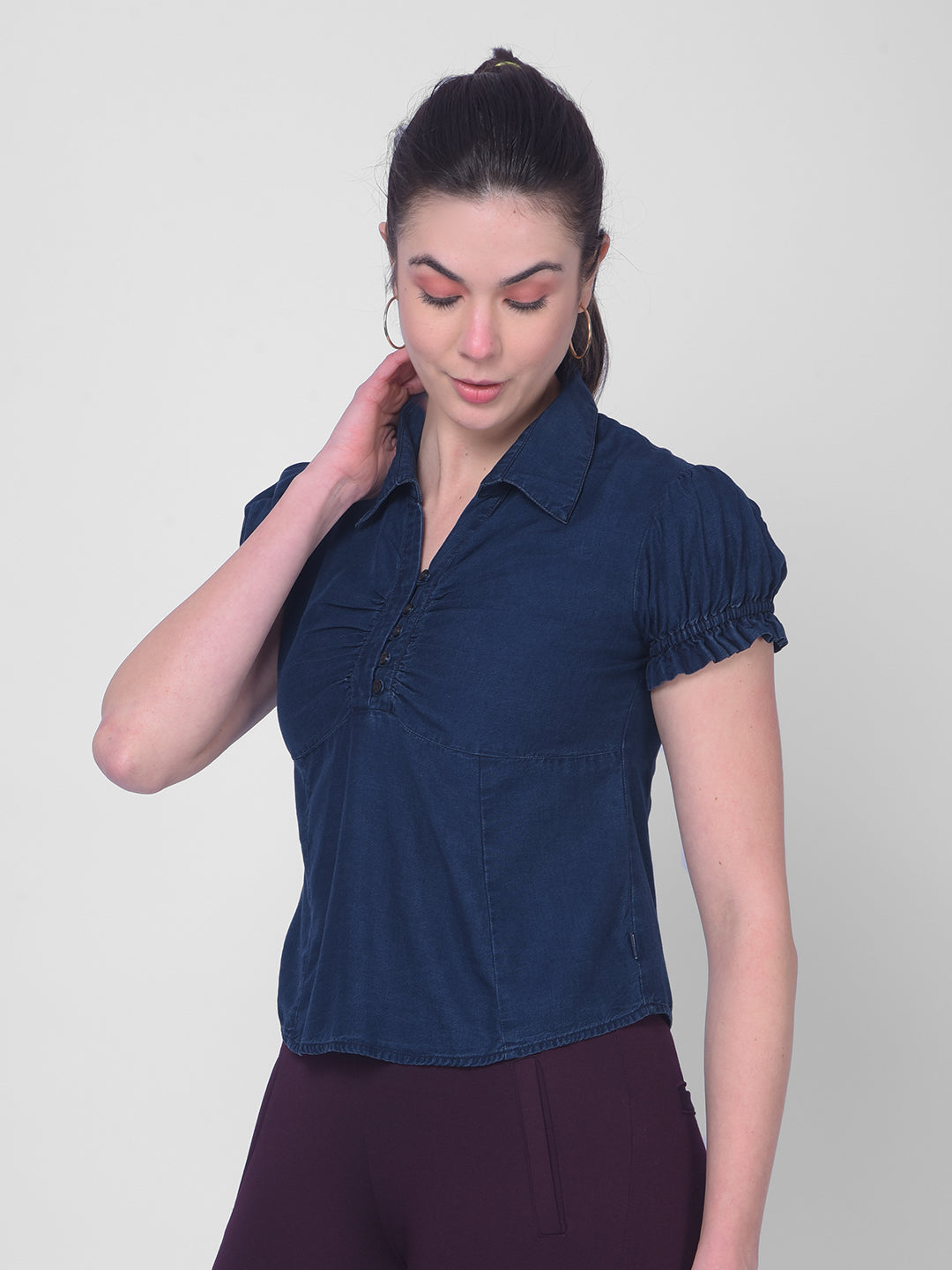 Blue Top-Women Tops-Crimsoune Club