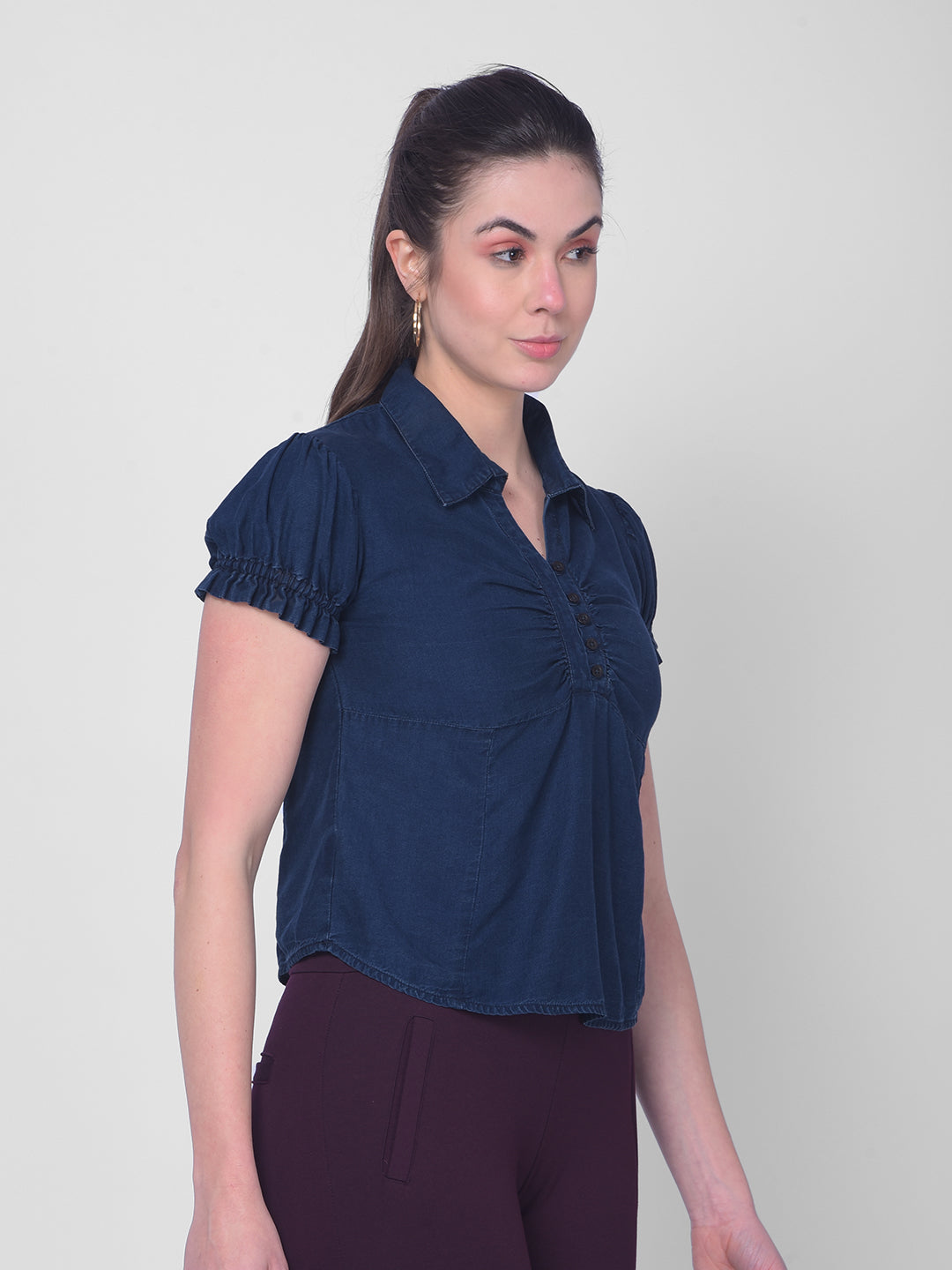 Blue Top-Women Tops-Crimsoune Club