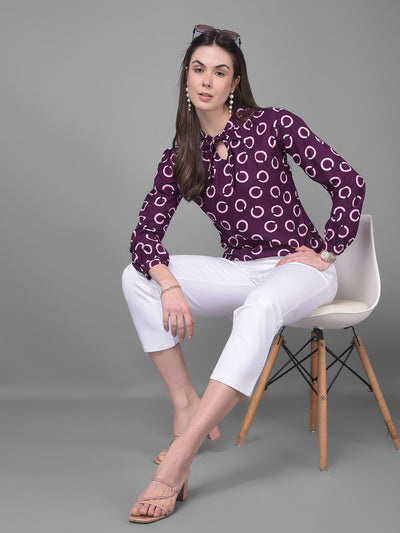 Purple Printed Top-Women Tops-Crimsoune Club