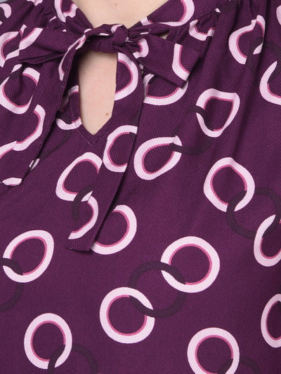 Purple Printed Top-Women Tops-Crimsoune Club