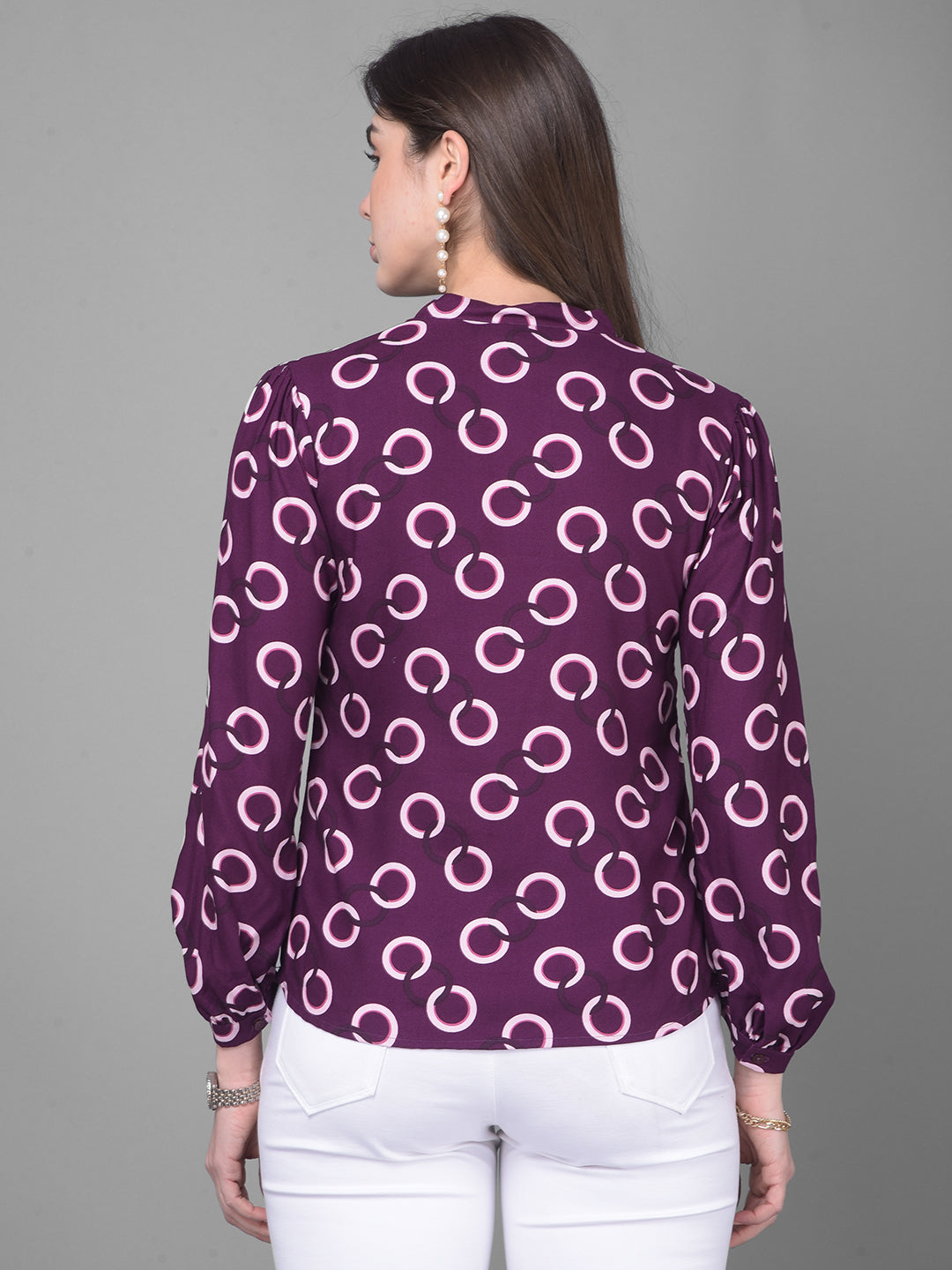 Purple Printed Top-Women Tops-Crimsoune Club