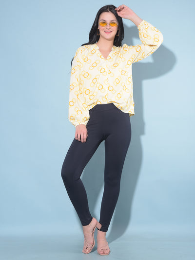 Printed Mustard Top-Women Tops-Crimsoune Club