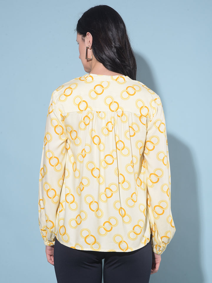 Printed Mustard Top-Women Tops-Crimsoune Club