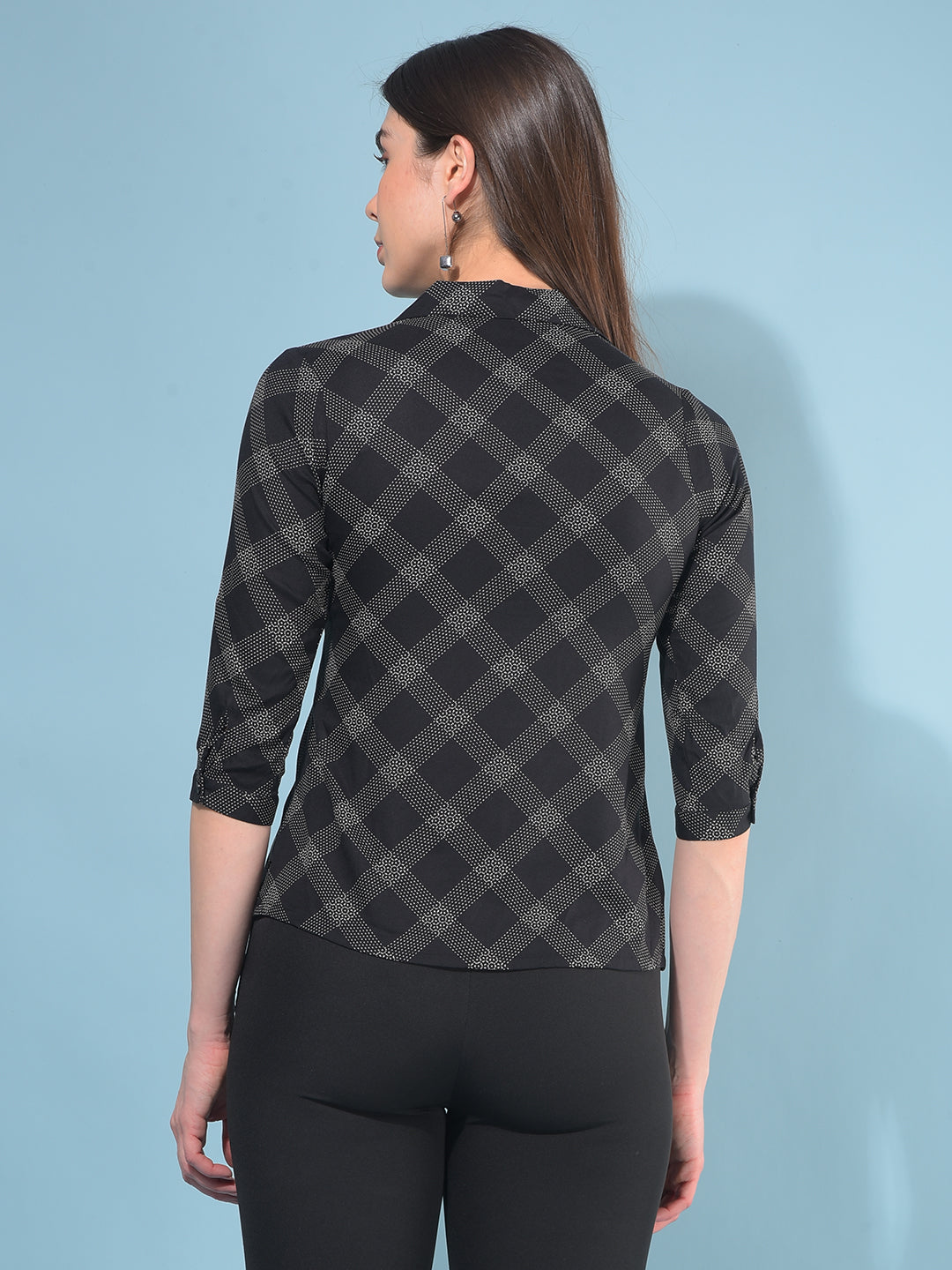 Black Printed Top-Women Tops-Crimsoune Club