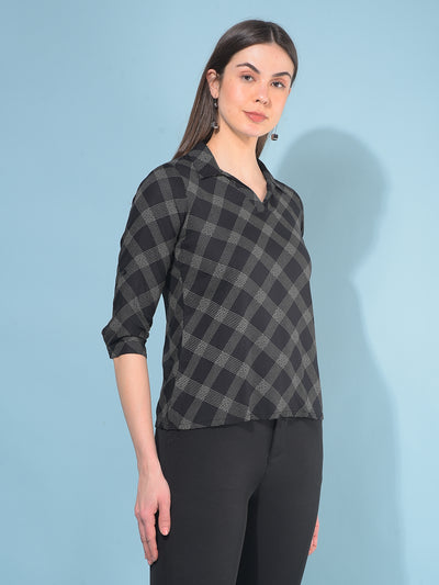 Black Printed Top-Women Tops-Crimsoune Club