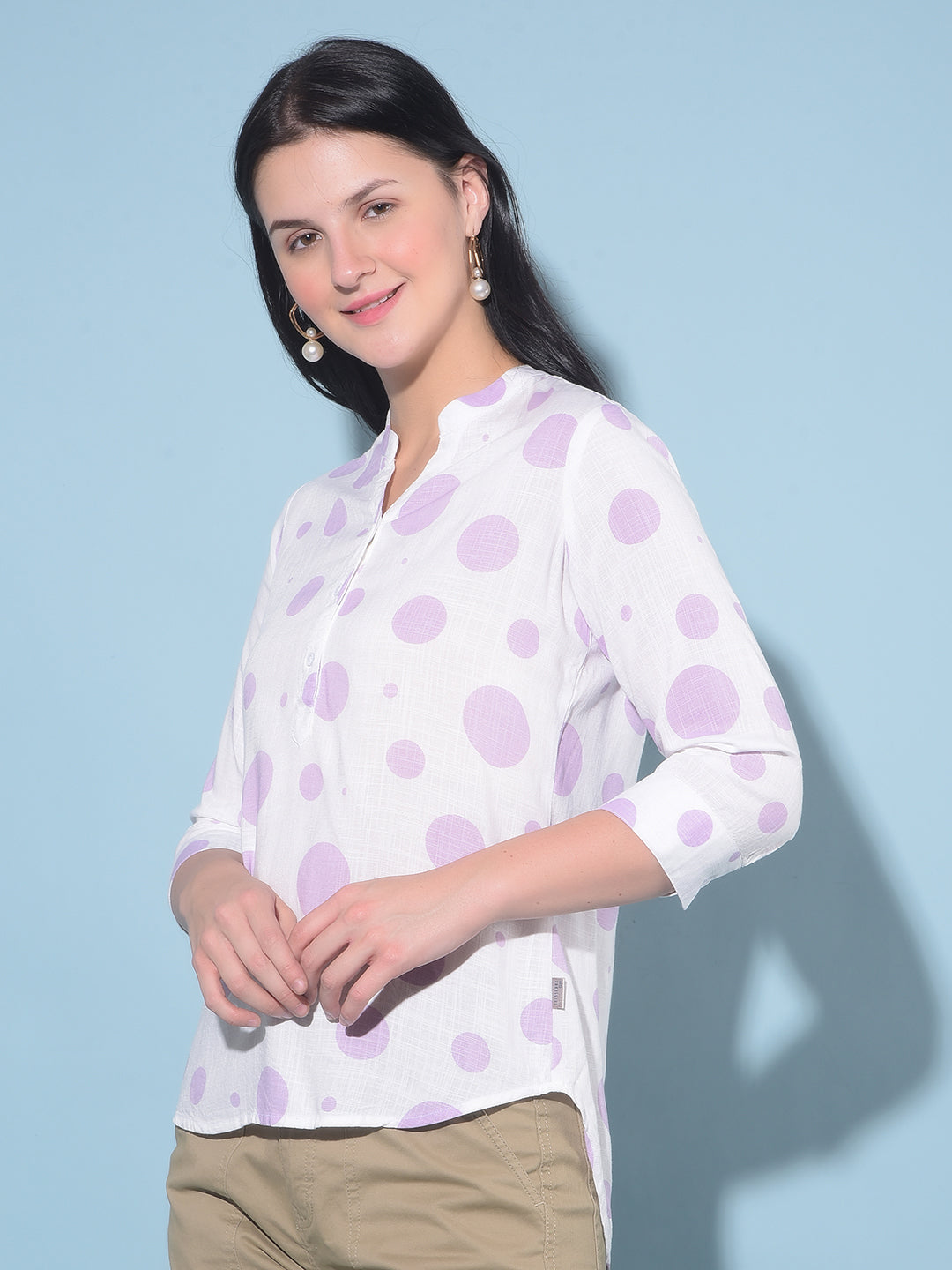 Purple Polka Dots Top-Women Tops-Crimsoune Club