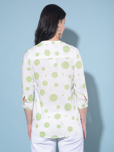 Green Polka Dots Top-Women Tops-Crimsoune Club