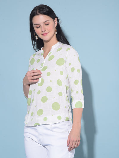 Green Polka Dots Top-Women Tops-Crimsoune Club