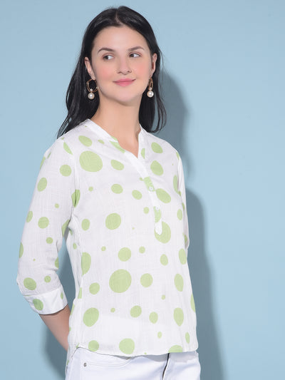 Green Polka Dots Top-Women Tops-Crimsoune Club