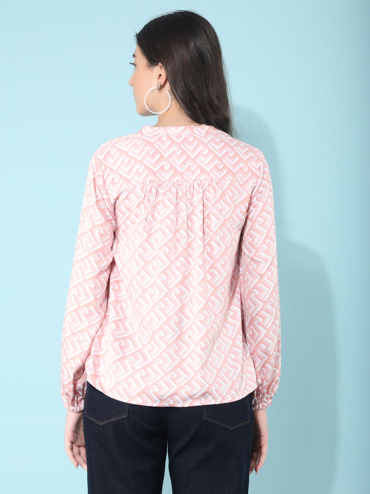 Pink Printed Top-Women Tops-Crimsoune Club