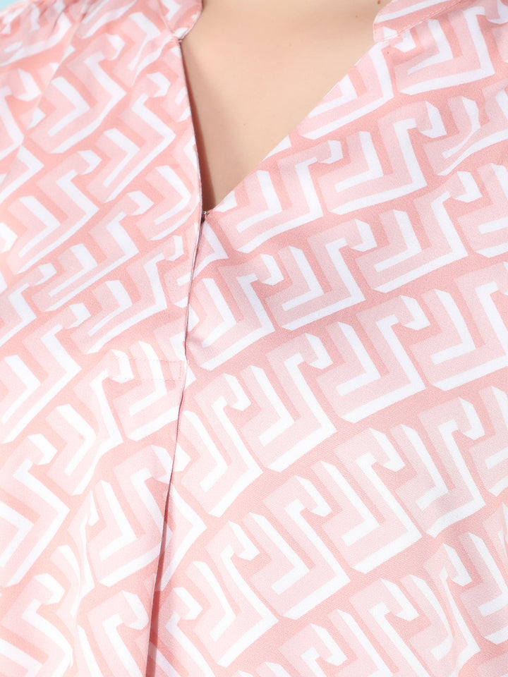 Pink Printed Top-Women Tops-Crimsoune Club