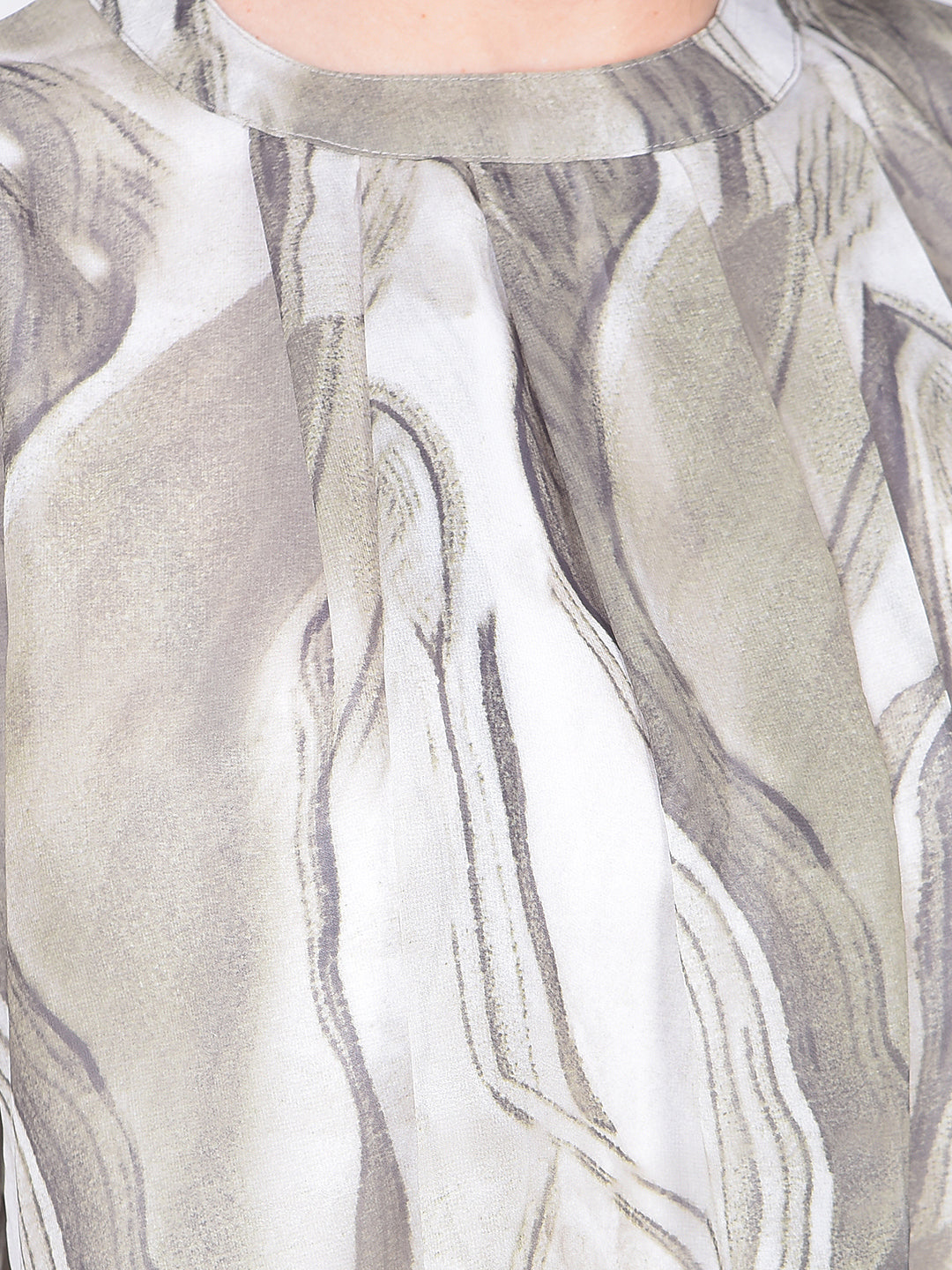 Olive Abstract Print Top-Women Tops-Crimsoune Club