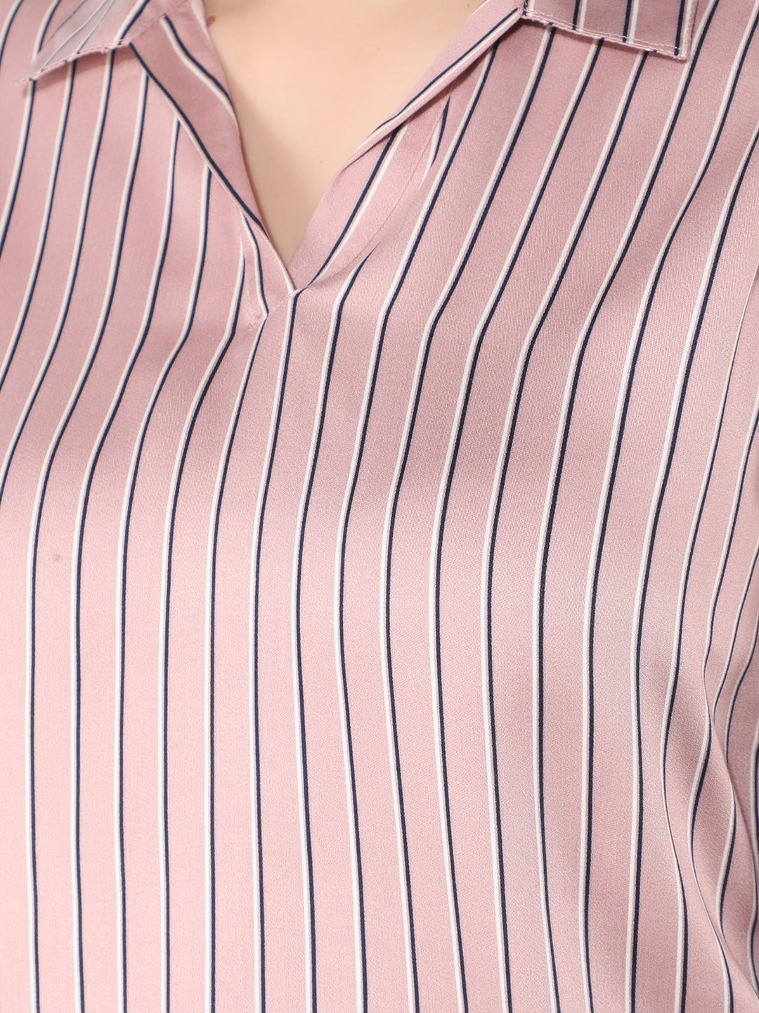 Pink Striped Top-Women Tops-Crimsoune Club