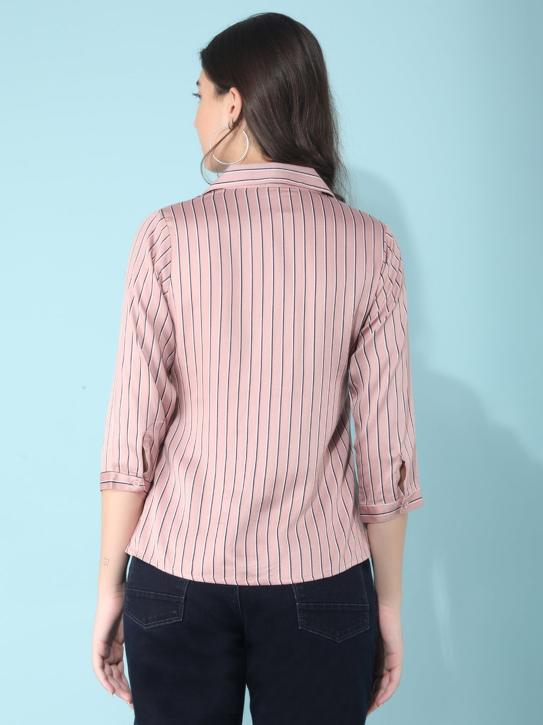 Pink Striped Top-Women Tops-Crimsoune Club