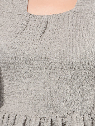 Grey Square Neck Top-Women Tops-Crimsoune Club