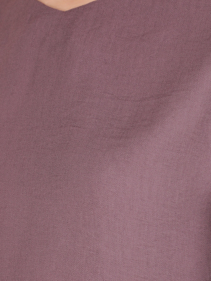 Purple V-Neck Top-Women Tops-Crimsoune Club