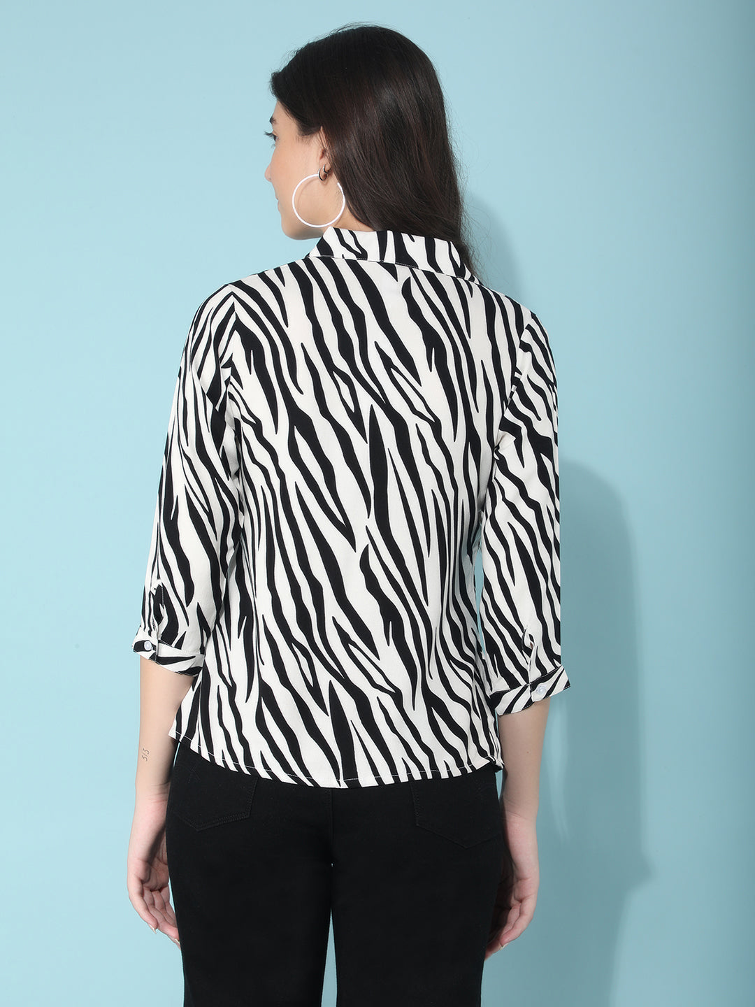 Black Abstract Print Top-Women Tops-Crimsoune Club