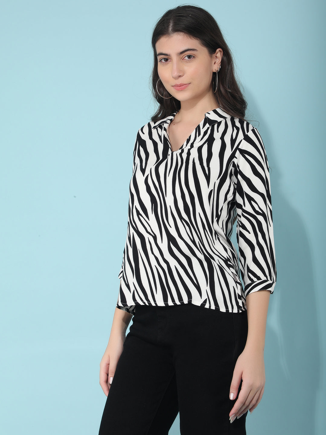 Black Abstract Print Top-Women Tops-Crimsoune Club