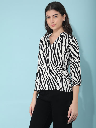 Black Abstract Print Top-Women Tops-Crimsoune Club