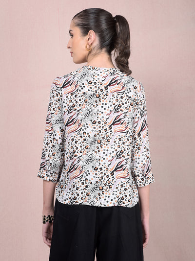 Maroon Printed V-Neck Top-Women Tops-Crimsoune Club