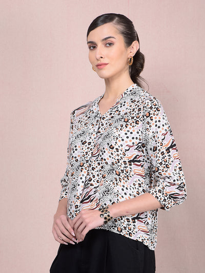 Maroon Printed V-Neck Top-Women Tops-Crimsoune Club