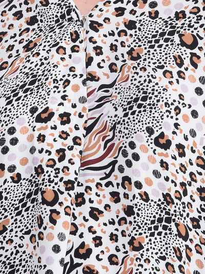 Maroon Printed V-Neck Top-Women Tops-Crimsoune Club